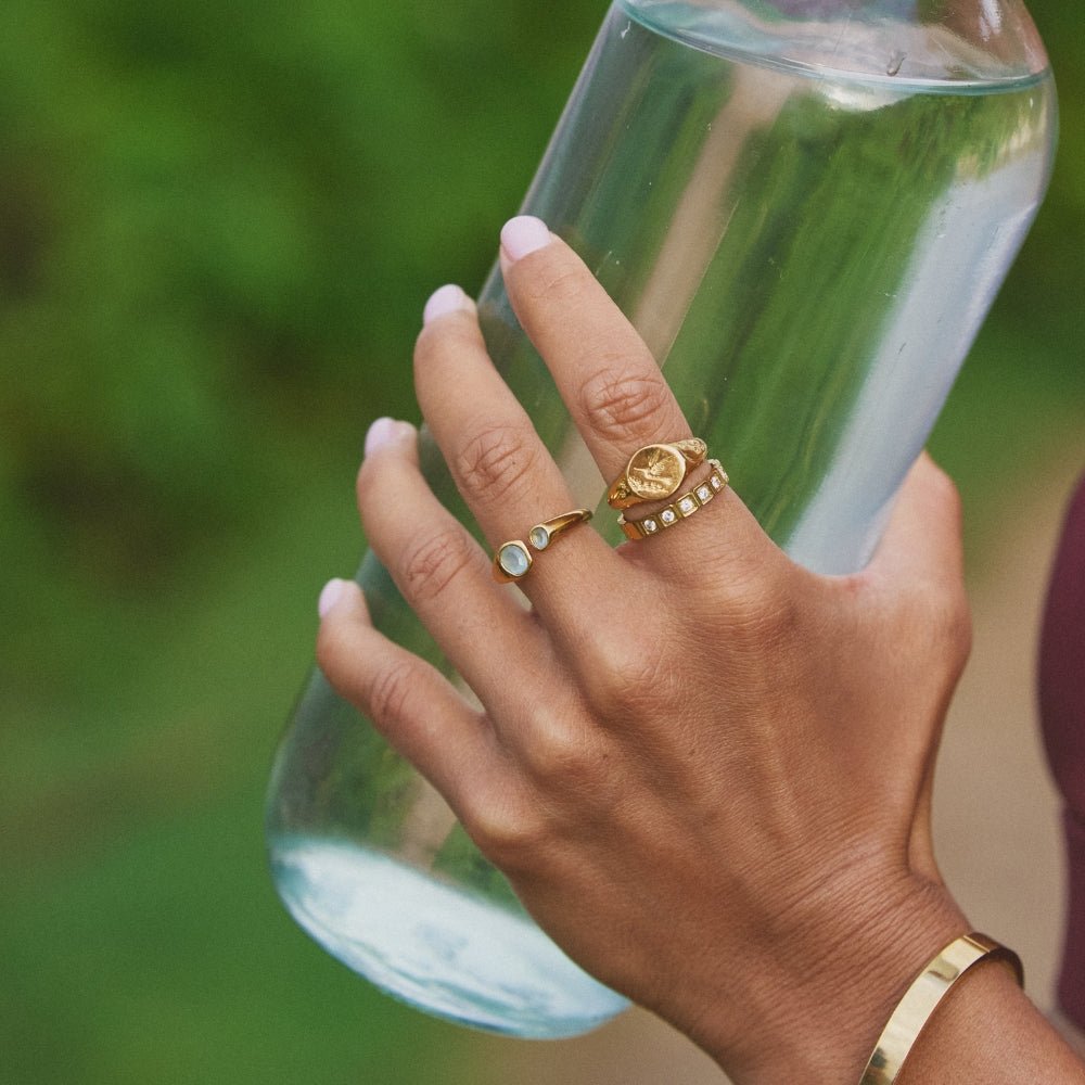 Soft Sea Blue Aquamarine Old-Style Wrap Ring