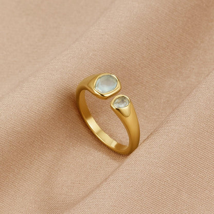 Soft Sea Blue Aquamarine Old-Style Wrap Ring
