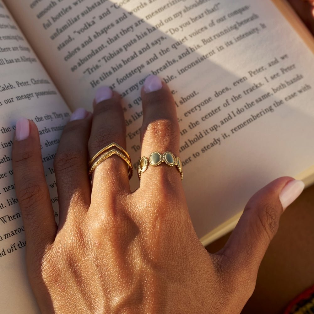 Athena Antiqued Finish Gold-Tone Band Ring