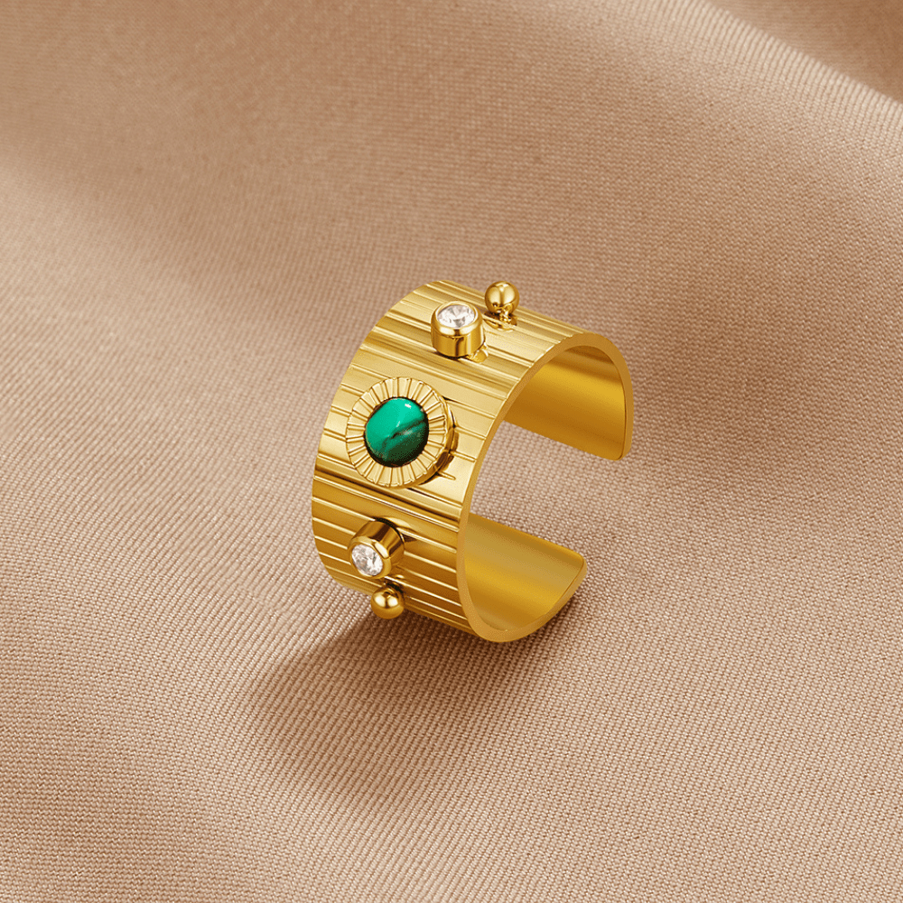 Dakota Antiqued Gold-Tone Patterned Ring