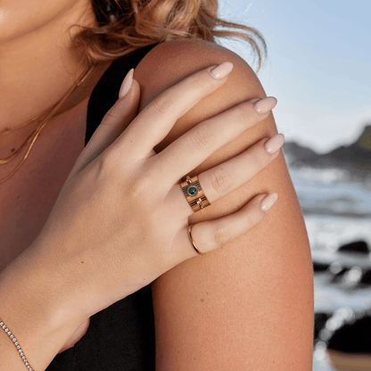 Dakota Antiqued Gold-Tone Patterned Ring