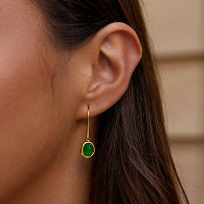 Emerald Green Drop Earrings with a Vintage Feel