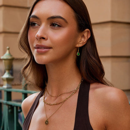 Emerald Green Drop Earrings with a Vintage Feel