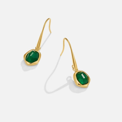 Emerald Green Drop Earrings with a Vintage Feel