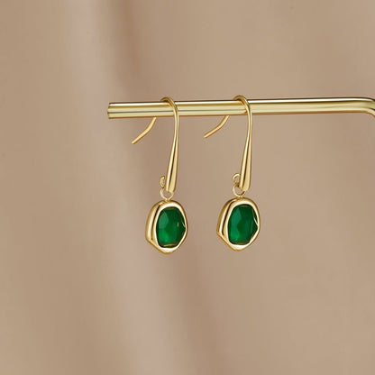 Emerald Green Drop Earrings with a Vintage Feel