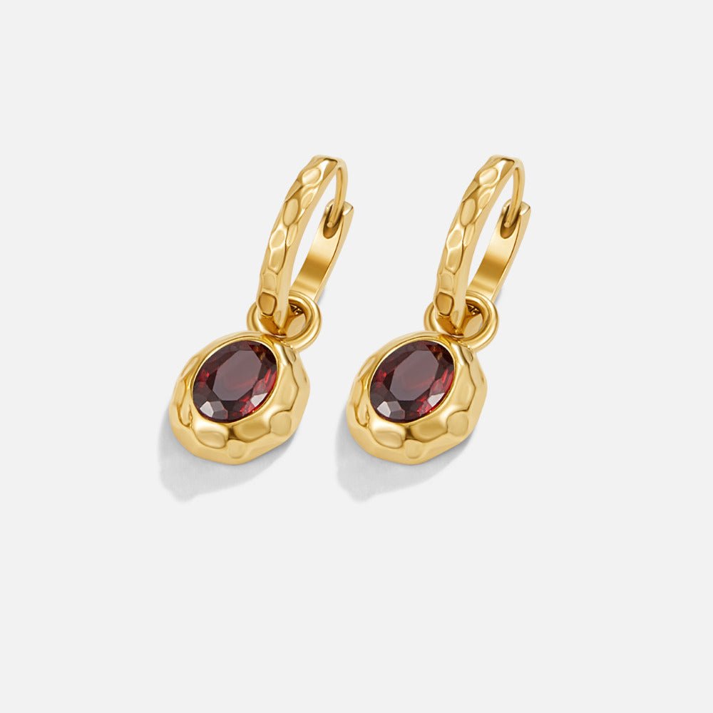 Deep Ruby Red Hoop Earrings with a Vintage Feel