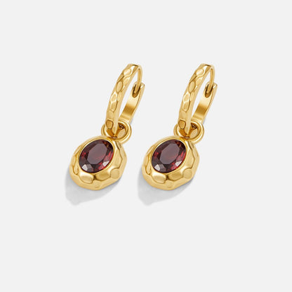Deep Ruby Red Hoop Earrings with a Vintage Feel