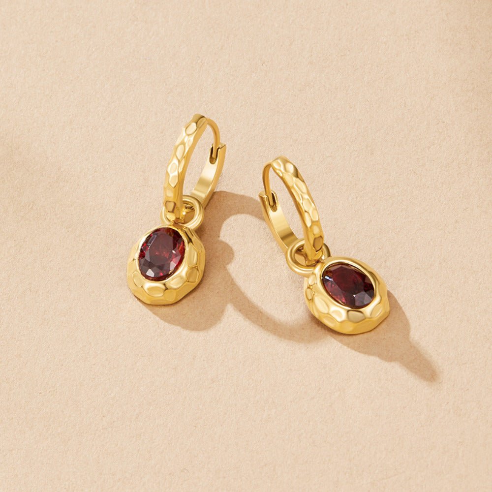 Deep Ruby Red Hoop Earrings with a Vintage Feel