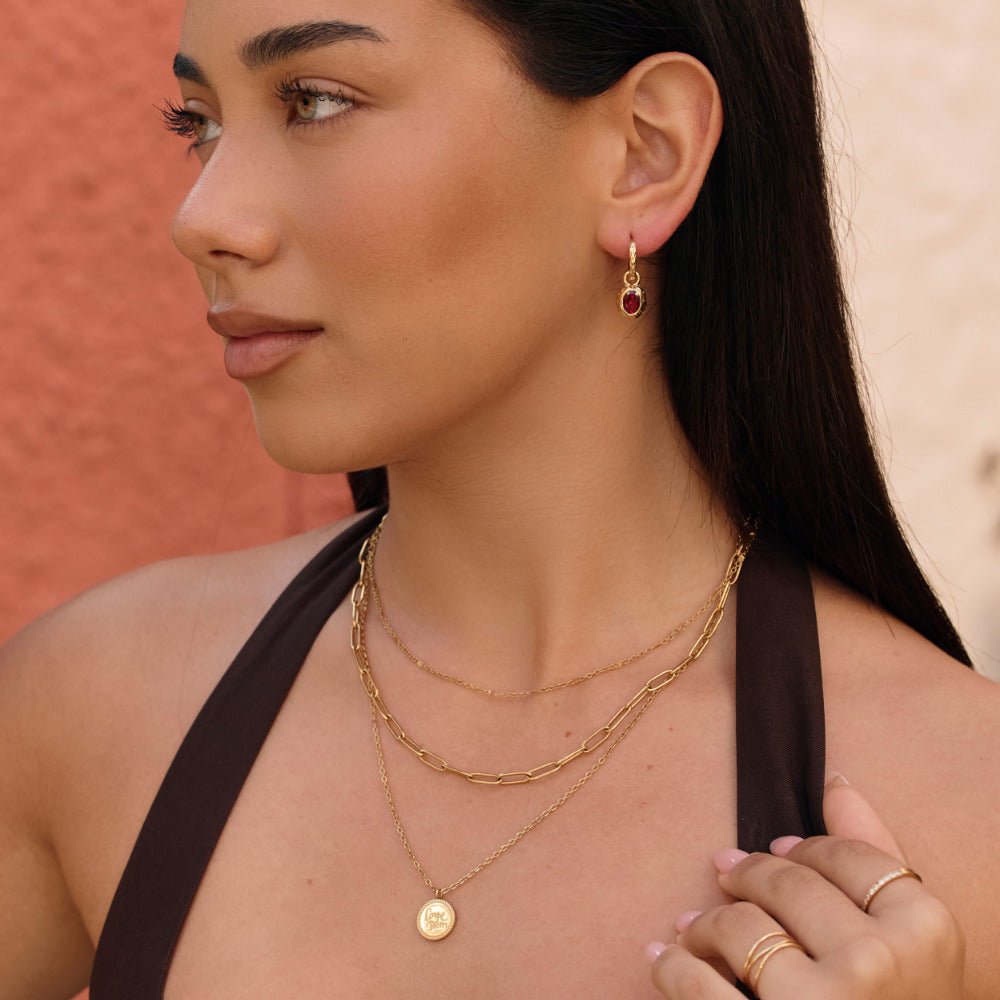Deep Ruby Red Hoop Earrings with a Vintage Feel