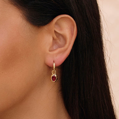 Deep Ruby Red Hoop Earrings with a Vintage Feel