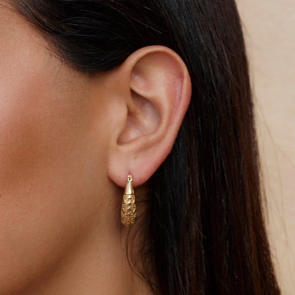 Cleofe Old-Style Worked Gold-Tone Earrings