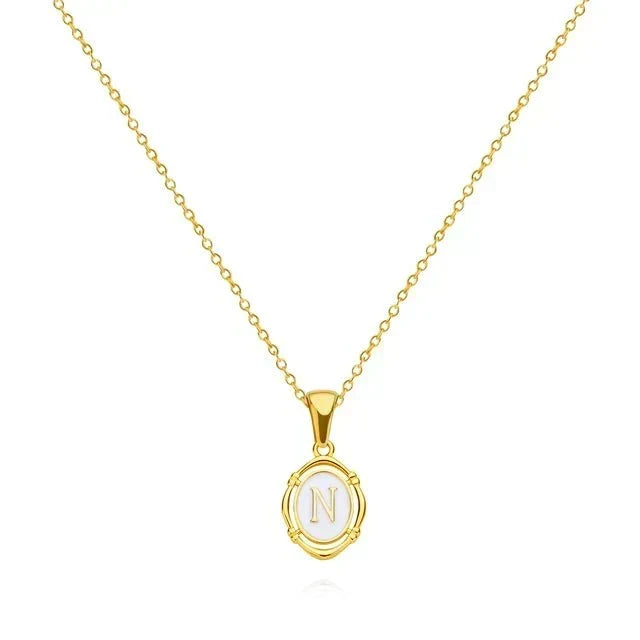 Initial Letter Charm Gold-Tone Necklace