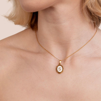 Initial Letter Charm Gold-Tone Necklace