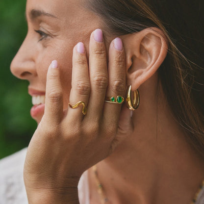 Deep Green Stone Antique Style Wrap Ring