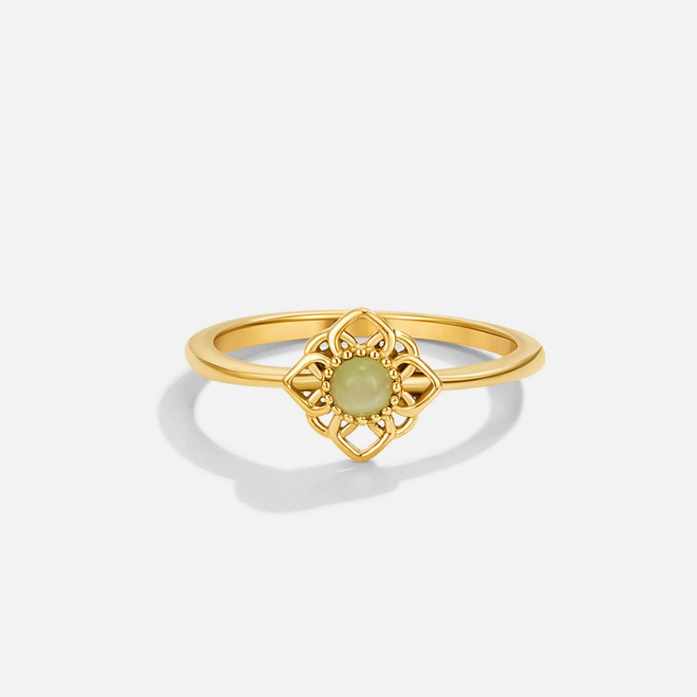 Lotus Petal Opal-Effect Antique Style Ring