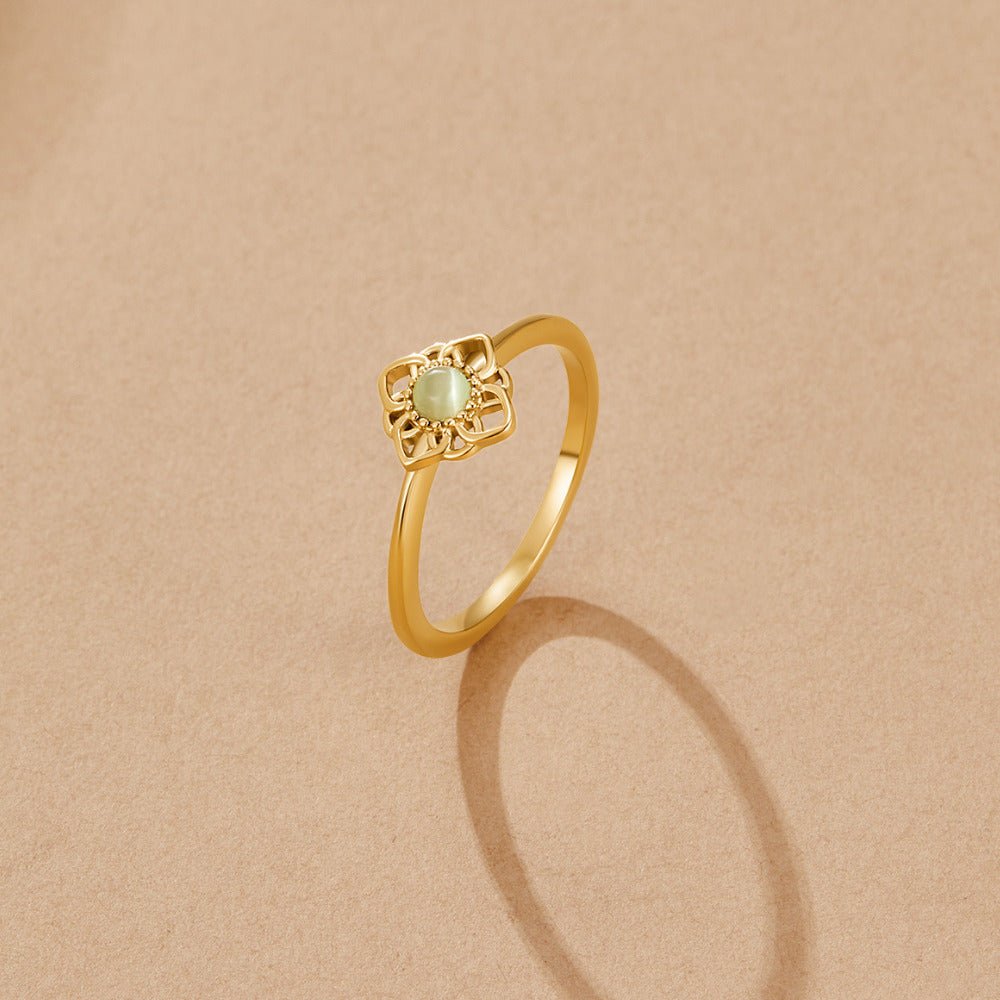 Lotus Petal Opal-Effect Antique Style Ring