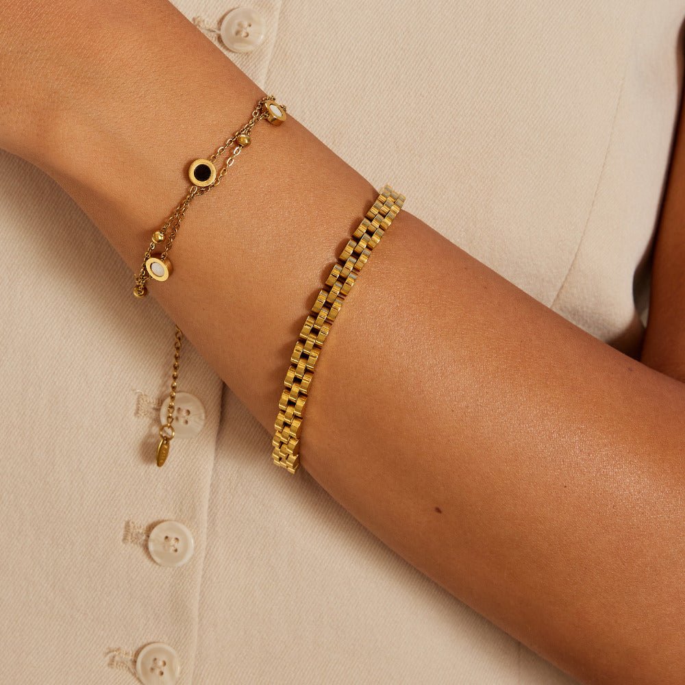 Watch-Style Structured Link Gold-Tone Bracelet