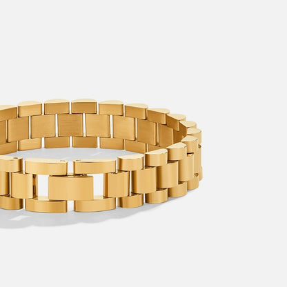 Watch-Style Structured Link Gold-Tone Bracelet