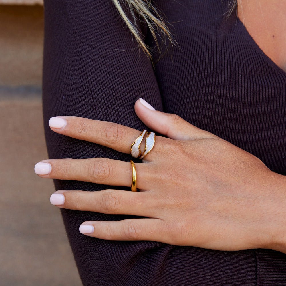 Sahara Dune Wave Gold-Tone Everyday Ring