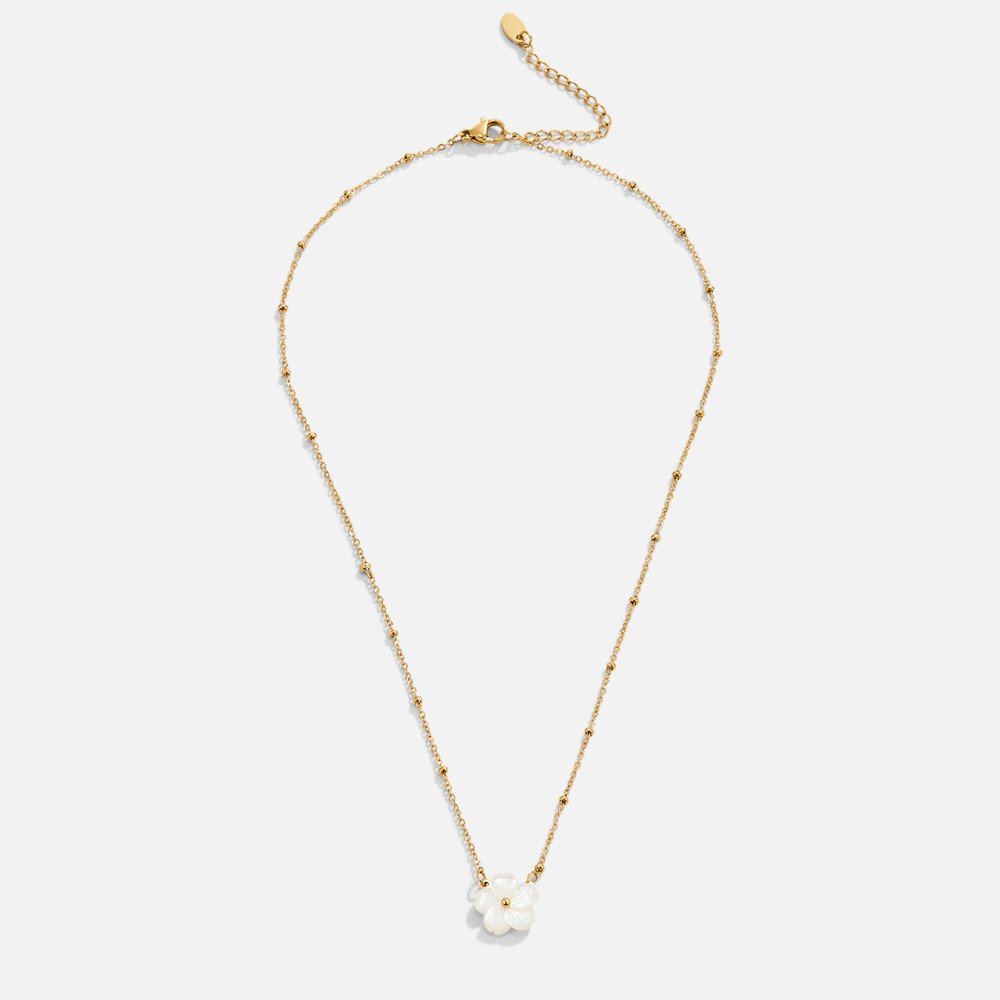 Single White Blossom Charm Fine Chain Necklace