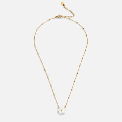 Single White Blossom Charm Fine Chain Necklace