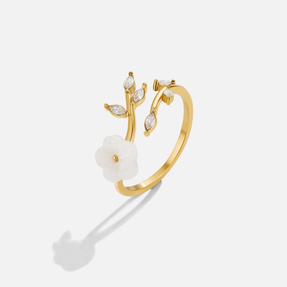 Open Blossom Silver-Tone Flower Band Ring