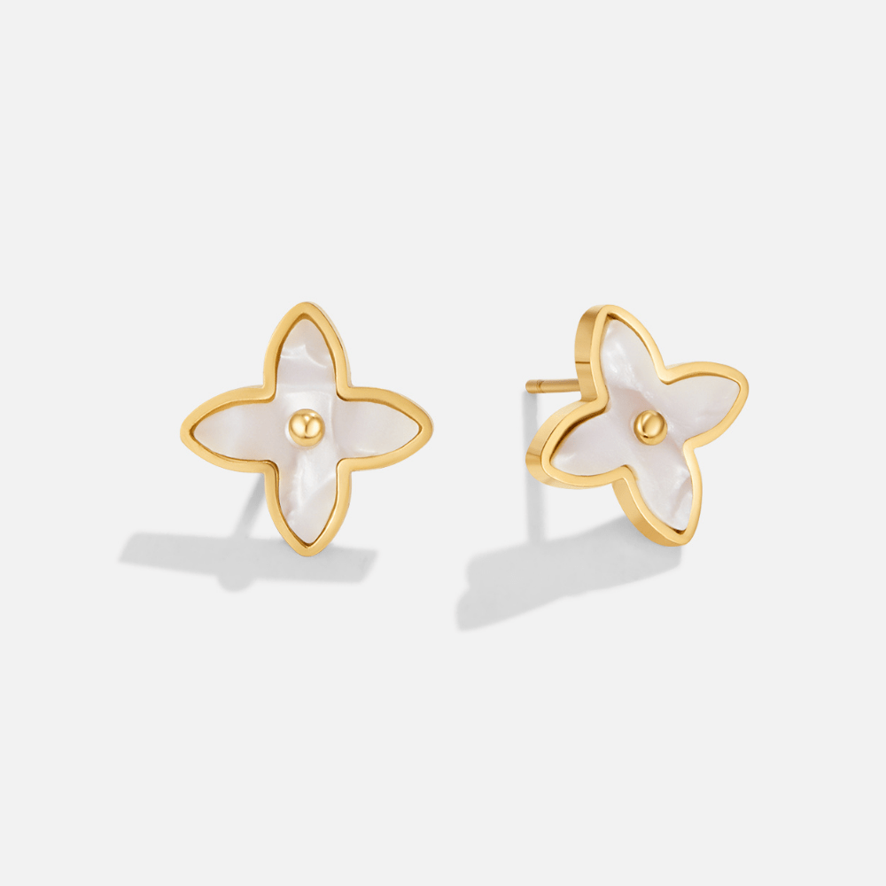 Cream White Blossom Petal Drop Earrings