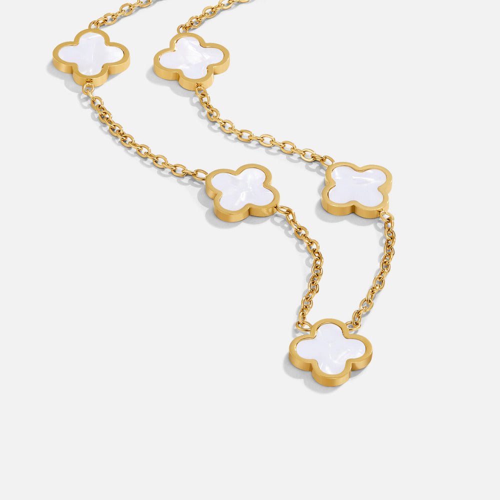 Scattered White Clover Cluster Chain Necklace
