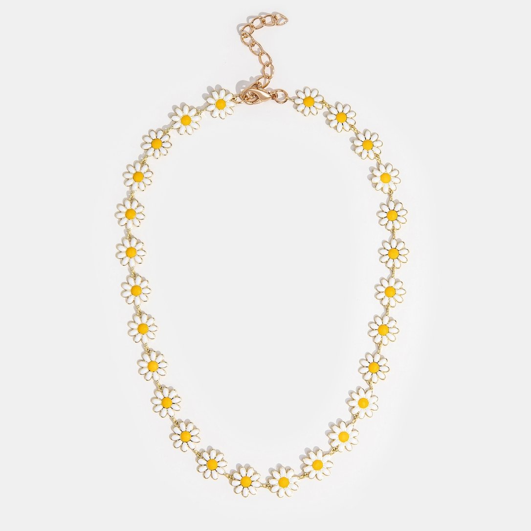 Small White Daisy Bloom Pendant Necklace