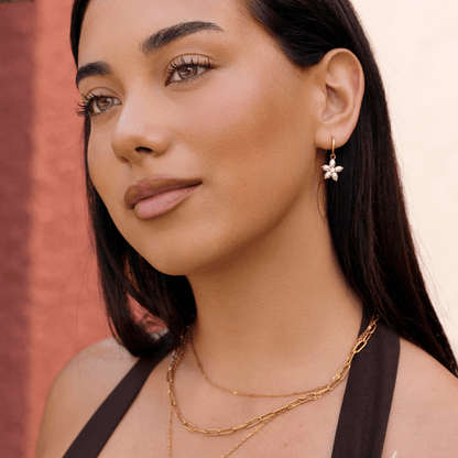 Single White Bloom Pearl Drop Earrings