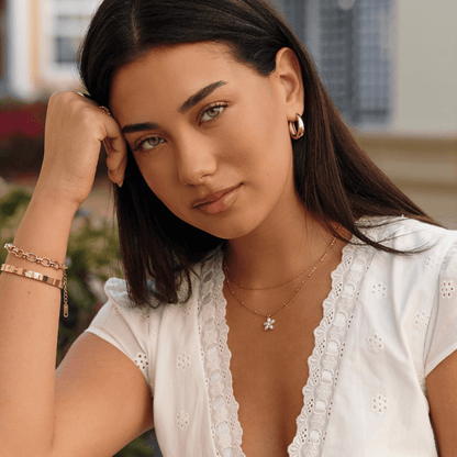 Small White Flower and Pearl Drop Necklace