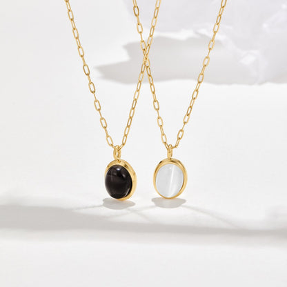 Milky Opal-Effect Round Pendant Necklace