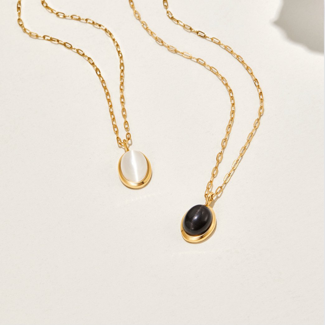 Milky Opal-Effect Round Pendant Necklace