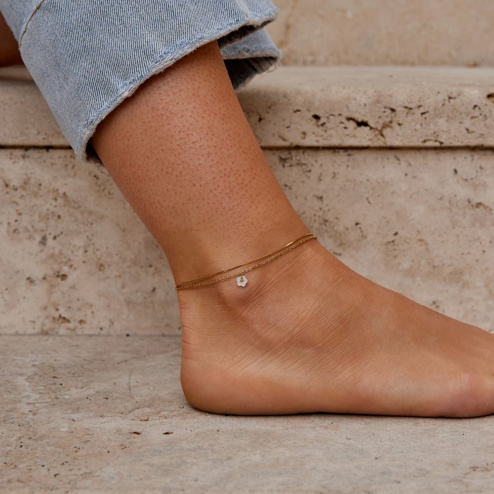 Layered Petal and Shell Anklet