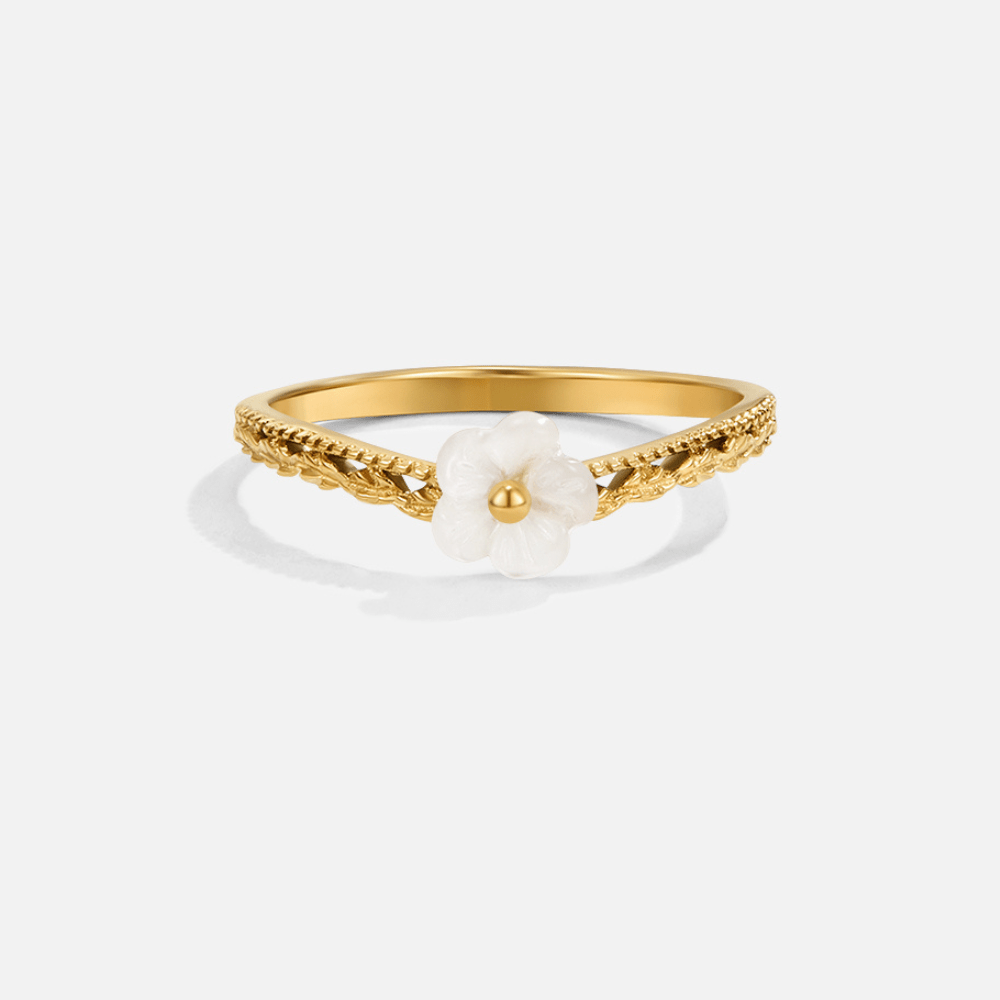 White Shell Petal Ring for Everyday Wear