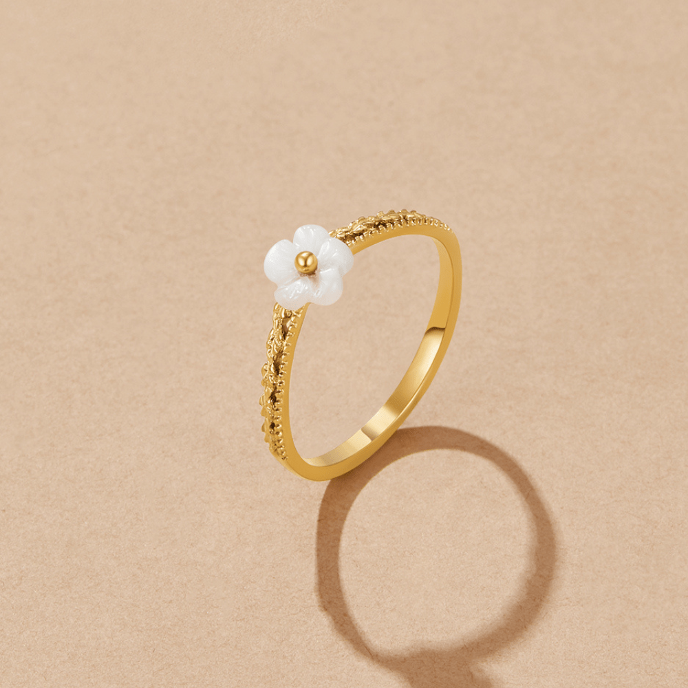 White Shell Petal Ring for Everyday Wear