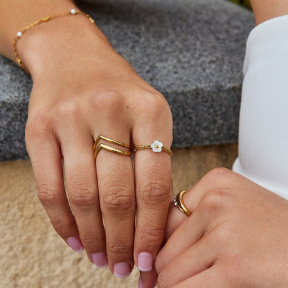 White Shell Petal Ring for Everyday Wear