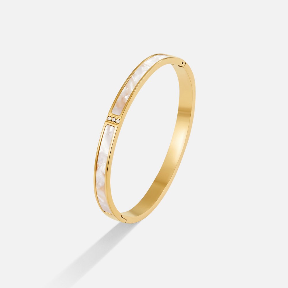 Sahara Pale Stone Inset Gold-Tone Bangle