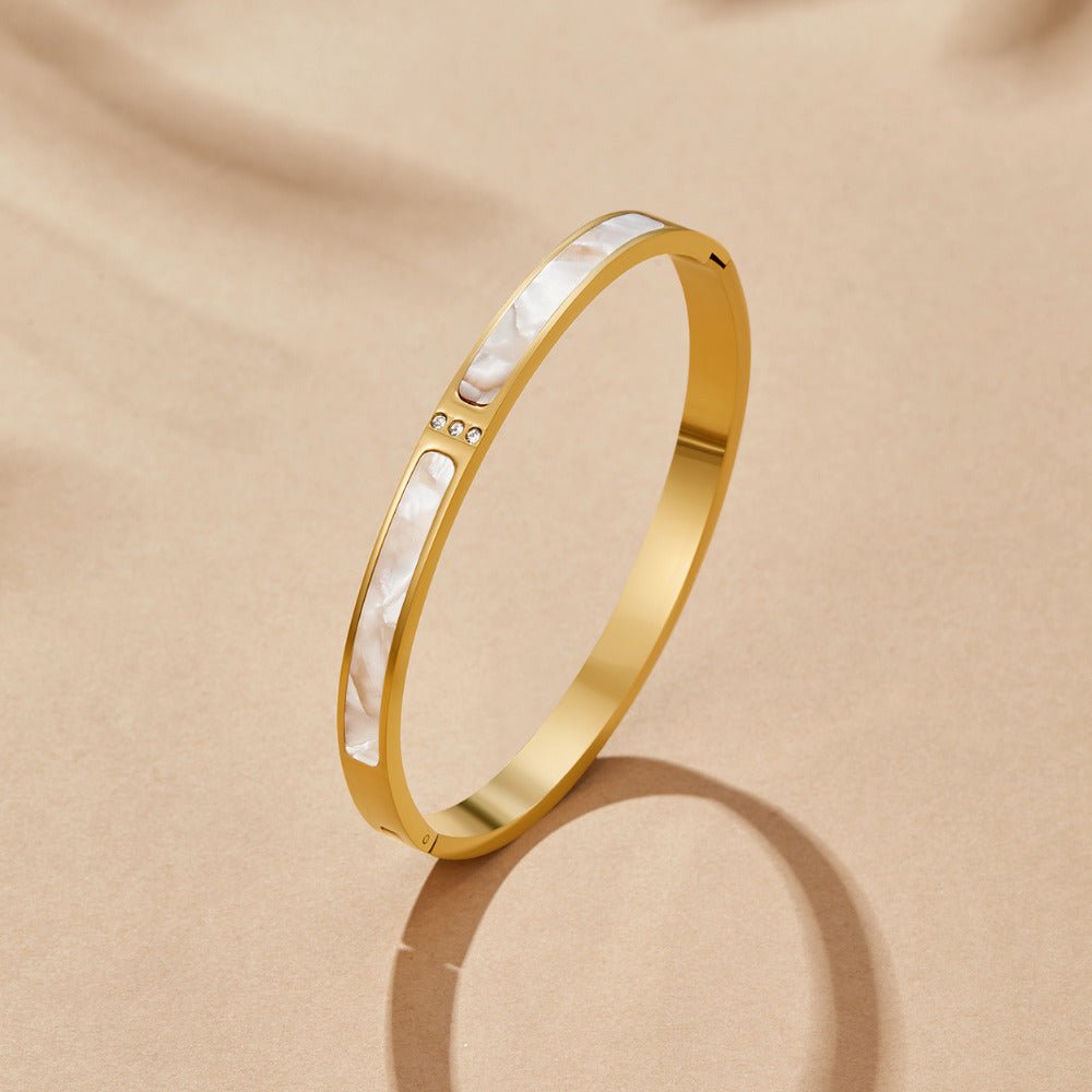 Sahara Pale Stone Inset Gold-Tone Bangle