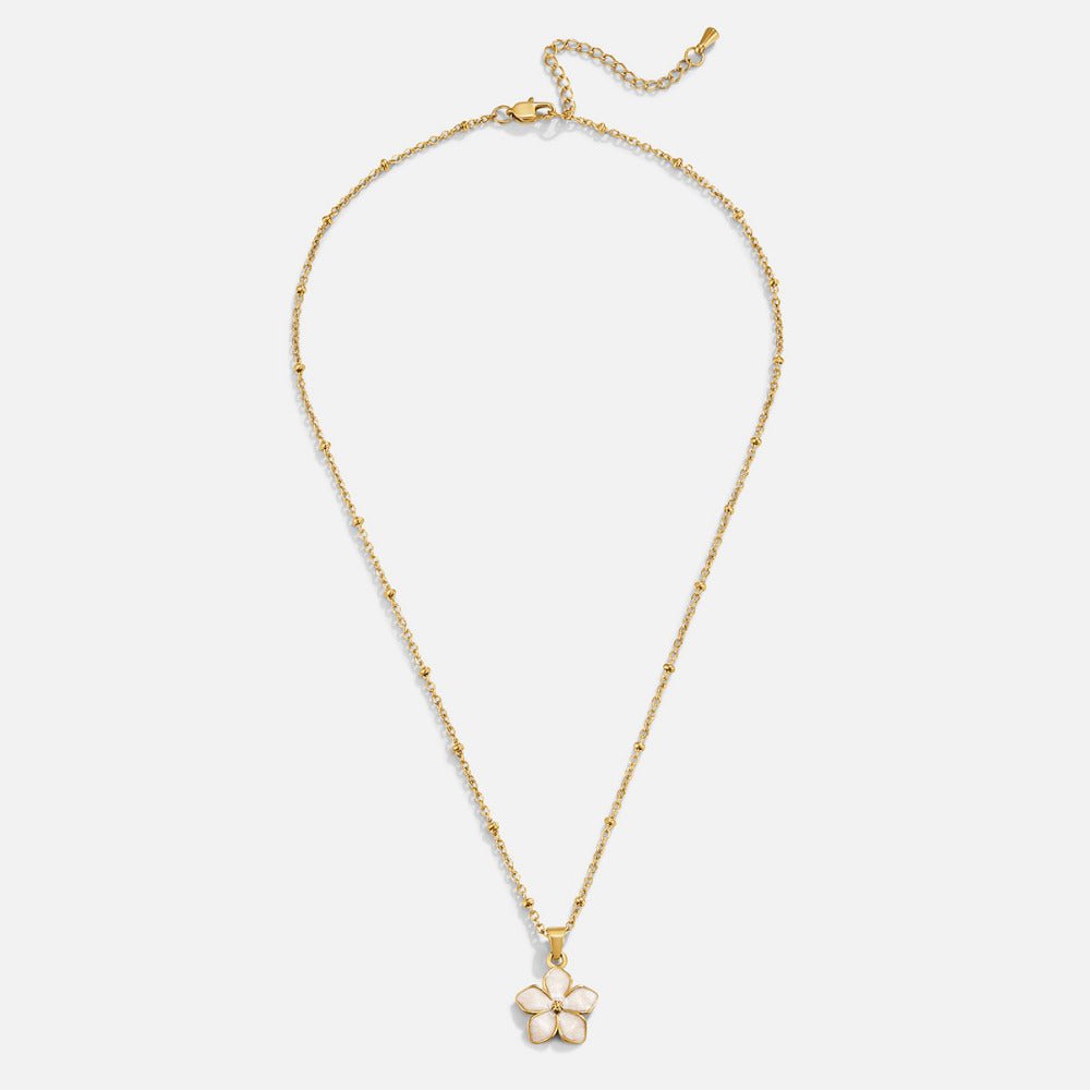 Soft White Blossom Gold-Tone Chain Necklace