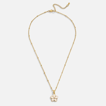 Soft White Blossom Gold-Tone Chain Necklace