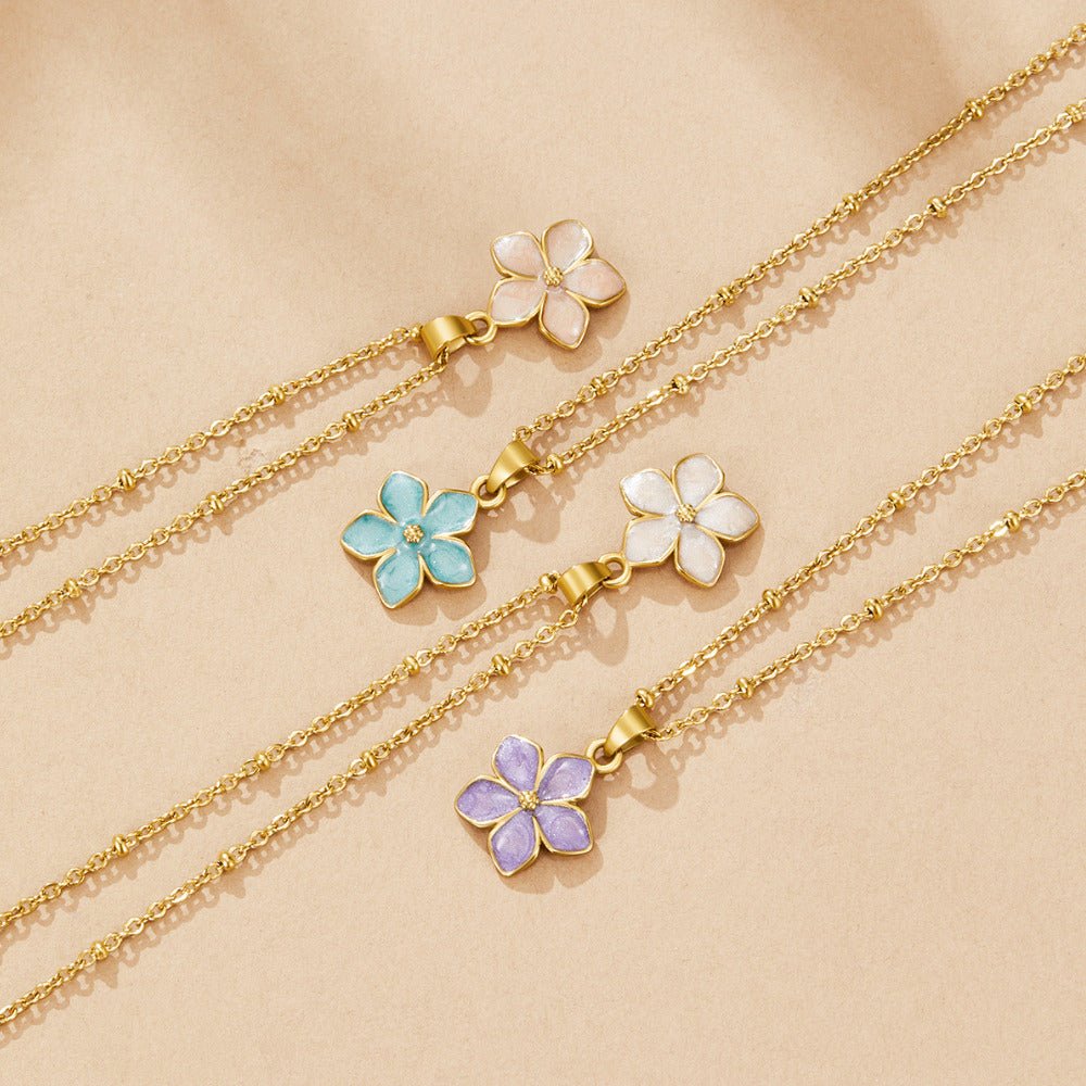 Soft White Blossom Gold-Tone Chain Necklace