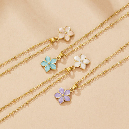 Soft White Blossom Gold-Tone Chain Necklace