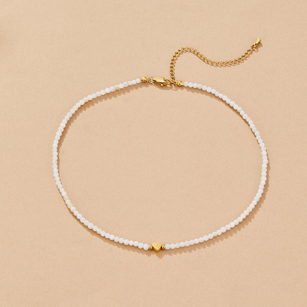 Selene Soft White Bead Fine Chain Necklace