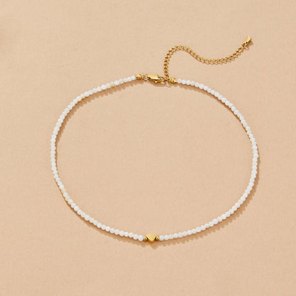 Selene Soft White Bead Fine Chain Necklace