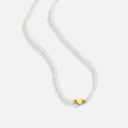 Selene Soft White Bead Fine Chain Necklace