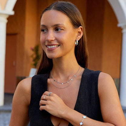 Willow Cubic Zirconia Twin Chain Drop Necklace