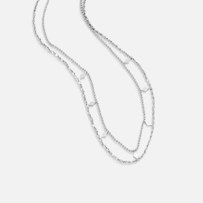 Willow Cubic Zirconia Twin Chain Drop Necklace