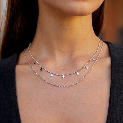 Willow Cubic Zirconia Twin Chain Drop Necklace