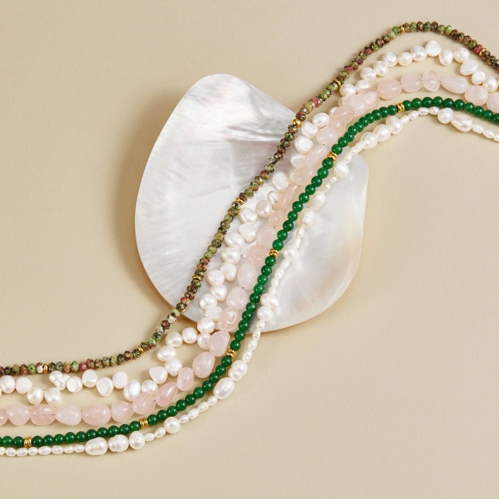 Winona Deep Green Stone-Look Drop Necklace
